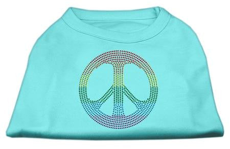 Rhinestone Rainbow Peace Sign Shirts Aqua S (10)