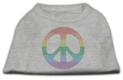 Rhinestone Rainbow Peace Sign Shirts Grey XS (8)