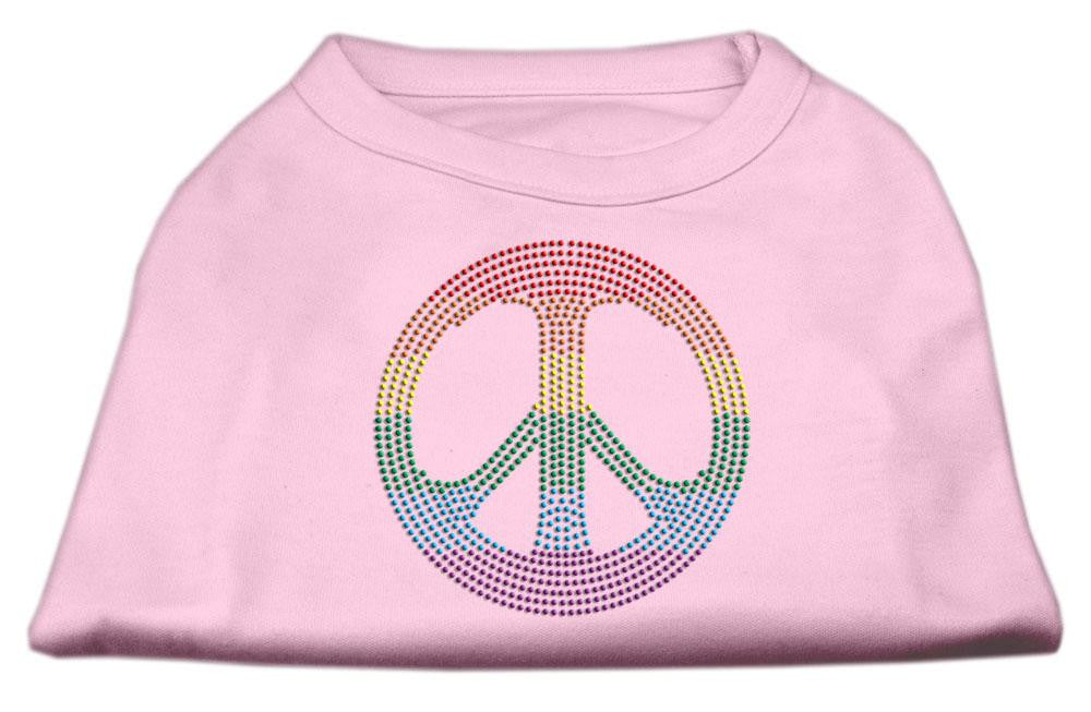 Rhinestone Rainbow Peace Sign Shirts Light Pink XXL (18)