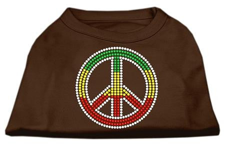 Rasta Peace Sign Shirts Brown Med (12)