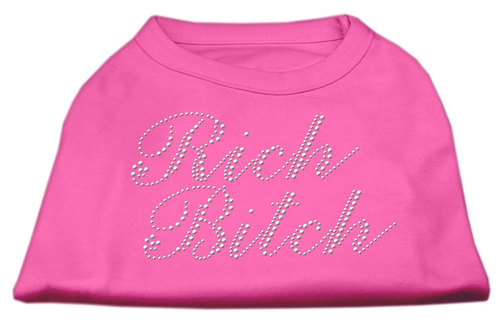 Rich Bitch Rhinestone Shirts Bright Pink L (14)