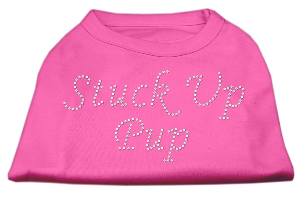 Stuck Up Pup Rhinestone Shirts Bright Pink XS (8)