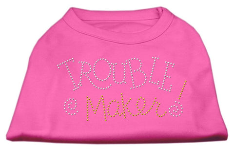 Trouble Maker Rhinestone Shirts Bright Pink L (14)