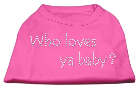 Who Loves Ya Baby? Rhinestone Shirts Bright Pink L (14)