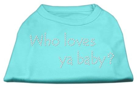 Who Loves Ya Baby? Rhinestone Shirts Aqua S (10)