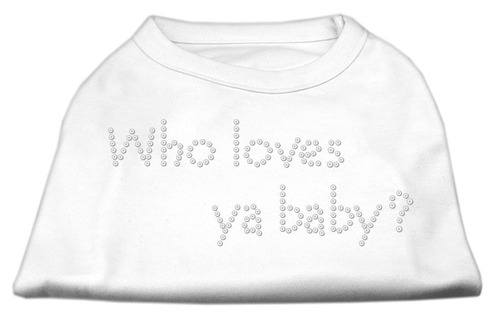 Who Loves Ya Baby? Rhinestone Shirts White XL (16)