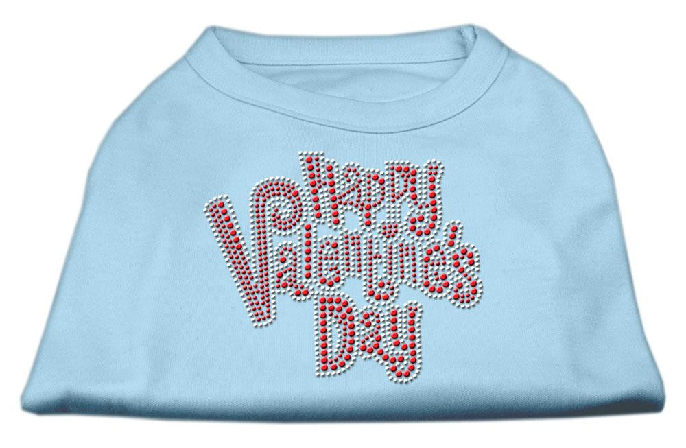 Happy Valentines Day Rhinestone Dog Shirt Baby Blue Lg (14)