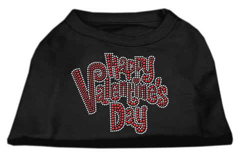 Happy Valentines Day Rhinestone Dog Shirt Black Lg (14)