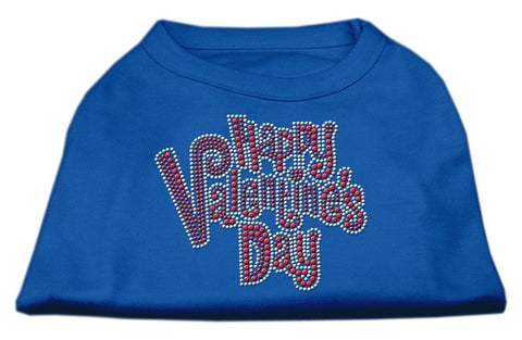 Happy Valentines Day Rhinestone Dog Shirt Blue Lg (14)