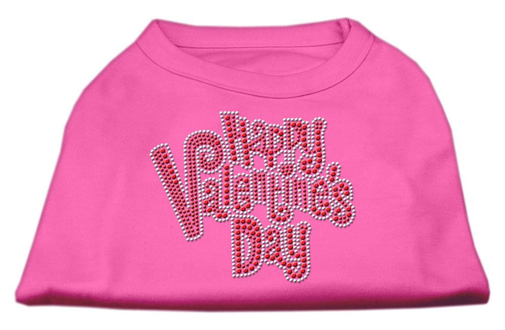 Happy Valentines Day Rhinestone Dog Shirt Bright Pink Lg (14)