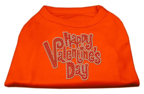 Happy Valentines Day Rhinestone Dog Shirt Orange Lg (14)