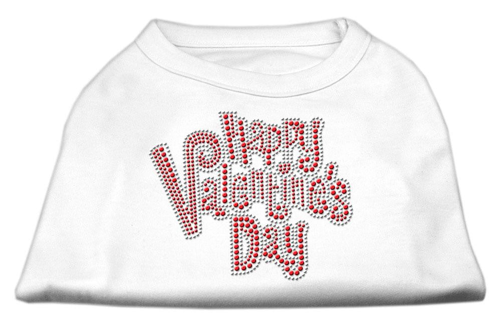 Happy Valentines Day Rhinestone Dog Shirt White Lg (14)