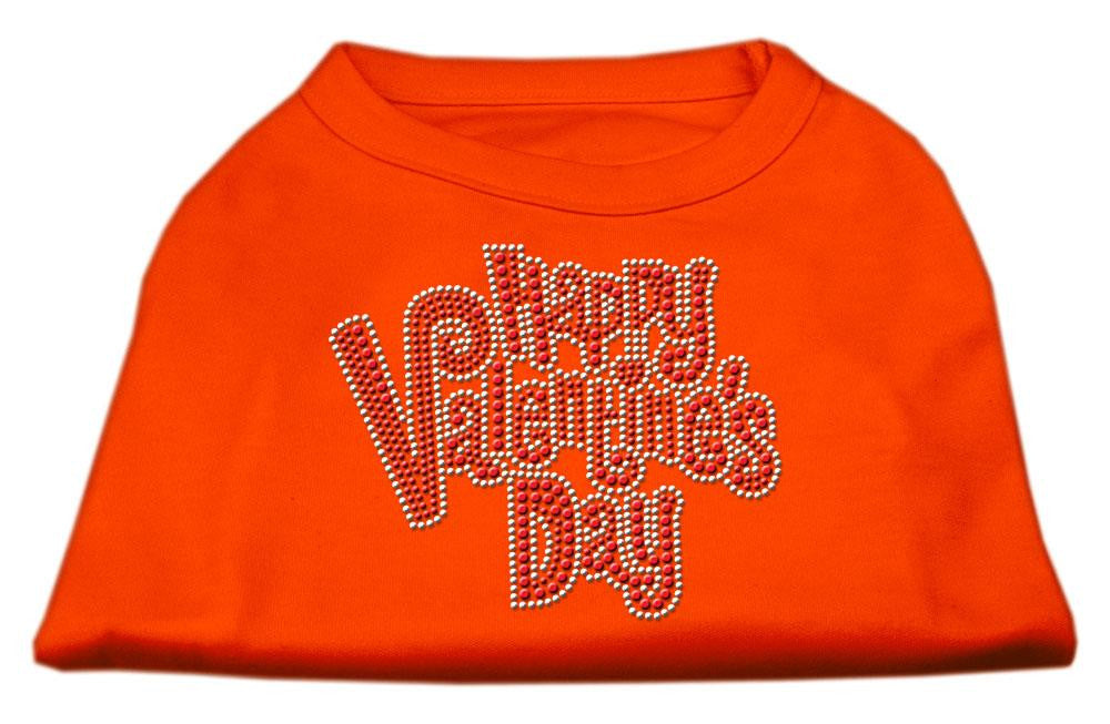 Happy Valentines Day Rhinestone Dog Shirt Orange Med (12)