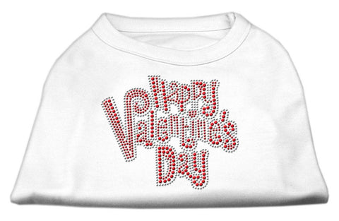 Happy Valentines Day Rhinestone Dog Shirt White Sm (10)