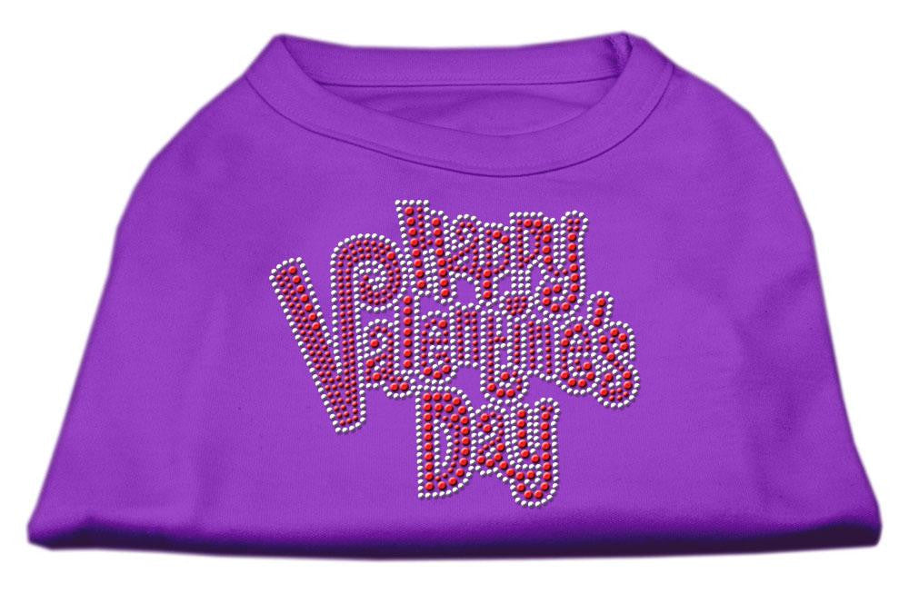 Happy Valentines Day Rhinestone Dog Shirt Purple XS (8)