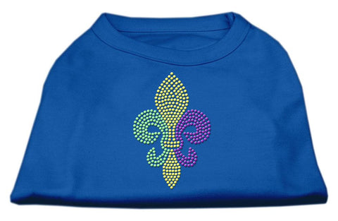 Mardi Gras Fleur De Lis Rhinestone Dog Shirt Blue Lg (14)