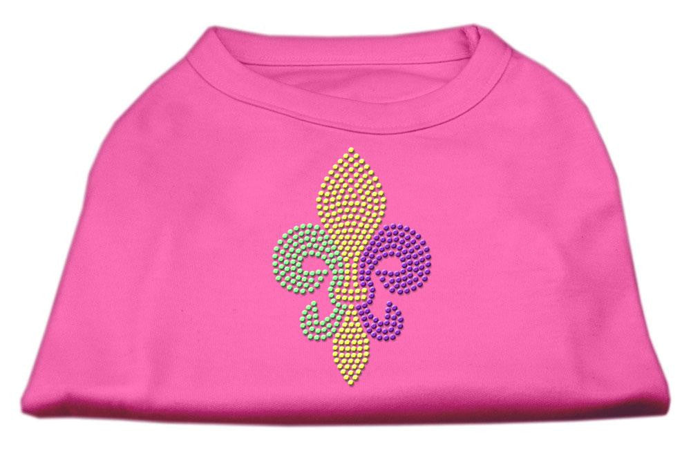 Mardi Gras Fleur De Lis Rhinestone Dog Shirt Bright Pink Lg (14)