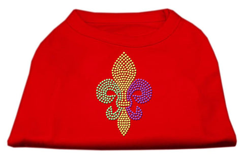 Mardi Gras Fleur De Lis Rhinestone Dog Shirt Red Lg (14)