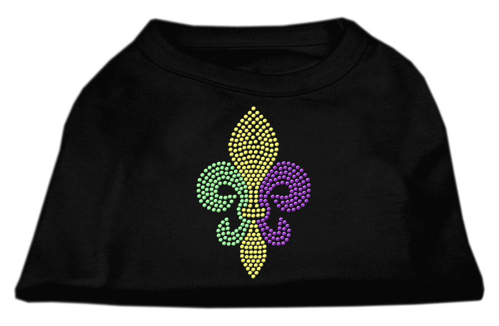 Mardi Gras Fleur De Lis Rhinestone Dog Shirt Black Med (12)