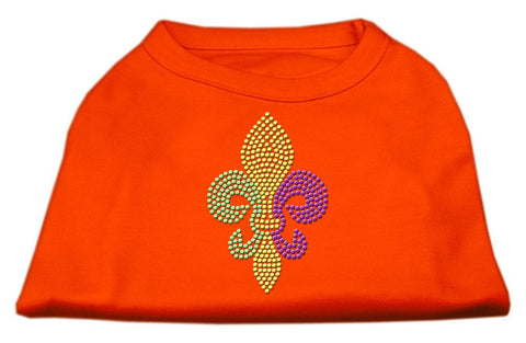 Mardi Gras Fleur De Lis Rhinestone Dog Shirt Orange Med (12)