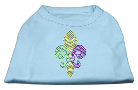 Mardi Gras Fleur De Lis Rhinestone Dog Shirt Baby Blue Sm (10)