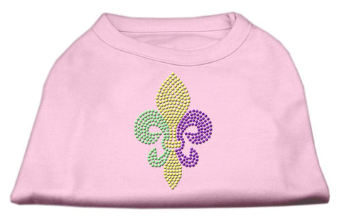 Mardi Gras Fleur De Lis Rhinestone Dog Shirt Light Pink XL (16)