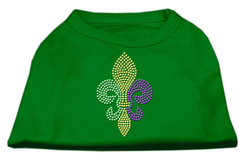 Mardi Gras Fleur De Lis Rhinestone Dog Shirt Emerald Green XS (8)