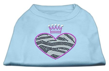 Zebra Heart Rhinestone Dog Shirt Baby Blue Lg (14)