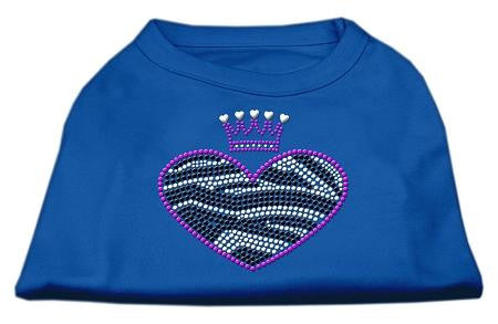 Zebra Heart Rhinestone Dog Shirt Blue Lg (14)