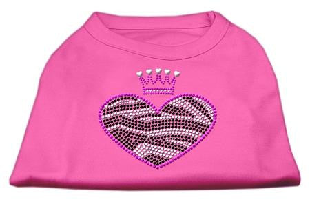 Zebra Heart Rhinestone Dog Shirt Bright Pink Lg (14)