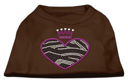 Zebra Heart Rhinestone Dog Shirt Brown Lg (14)