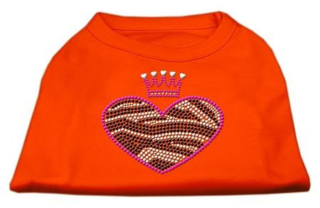 Zebra Heart Rhinestone Dog Shirt Orange Lg (14)