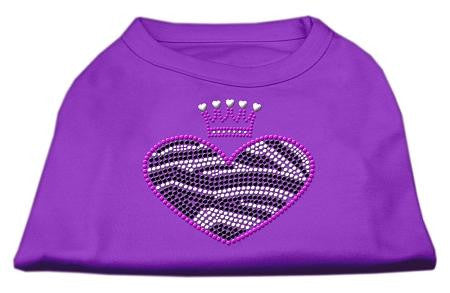 Zebra Heart Rhinestone Dog Shirt Purple Med (12)