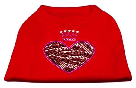 Zebra Heart Rhinestone Dog Shirt Red Med (12)