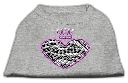 Zebra Heart Rhinestone Dog Shirt Grey Sm (10)