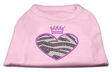 Zebra Heart Rhinestone Dog Shirt Light Pink XS (8)