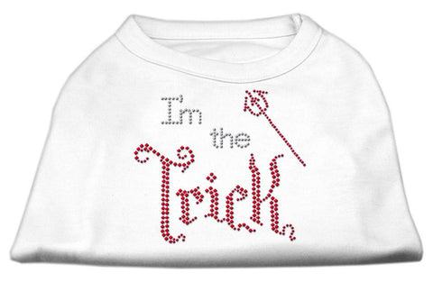 I'm the Trick Rhinestone Dog Shirt White Lg (14)