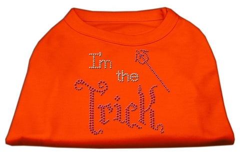 I'm the Trick Rhinestone Dog Shirt Orange XS (8)