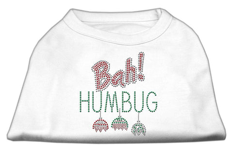 Bah Humbug Rhinestone Dog Shirt White Lg (14)