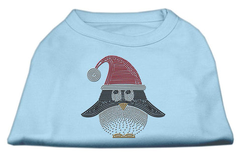 Santa Penguin Rhinestone Dog Shirt Baby Blue Sm (10)