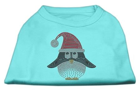 Santa Penguin Rhinestone Dog Shirt Aqua XL (16)