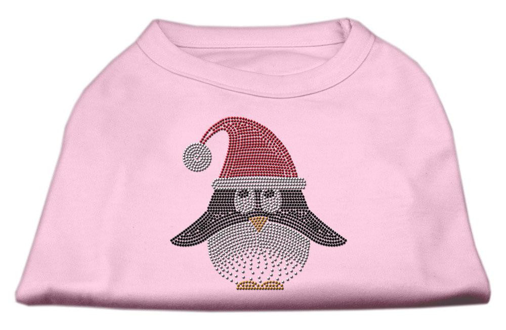 Santa Penguin Rhinestone Dog Shirt Light Pink XL (16)