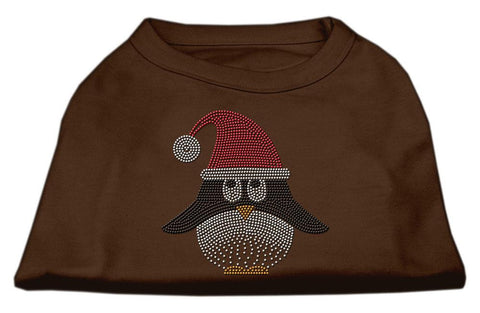 Santa Penguin Rhinestone Dog Shirt Brown XS (8)