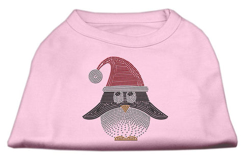 Santa Penguin Rhinestone Dog Shirt Light Pink XS (8)