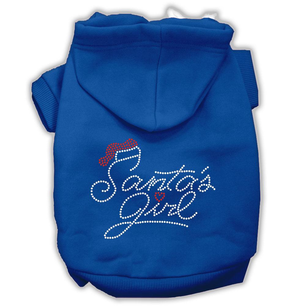 Santa's Girl Rhinestone Dog Hoodie Blue L (14)