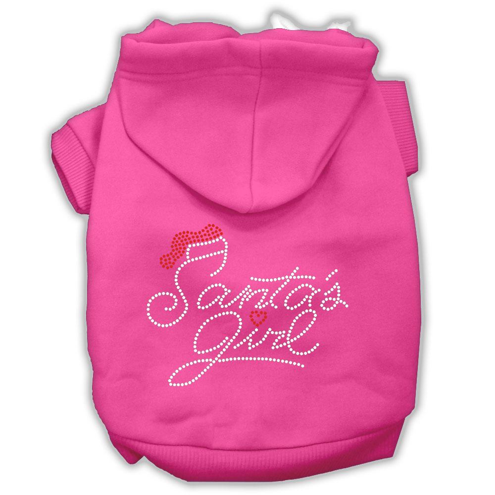 Santa's Girl Rhinestone Dog Hoodie Bright Pink L (14)