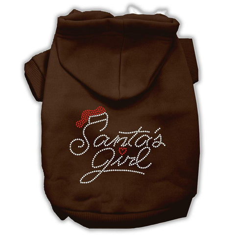 Santa's Girl Rhinestone Dog Hoodie Brown L (14)