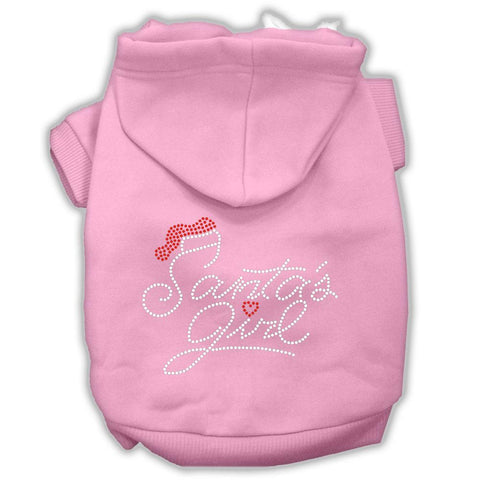 Santa's Girl Rhinestone Dog Hoodie Light Pink M (12)