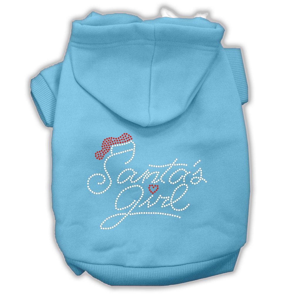 Santa's Girl Rhinestone Dog Hoodie Baby Blue S (10)