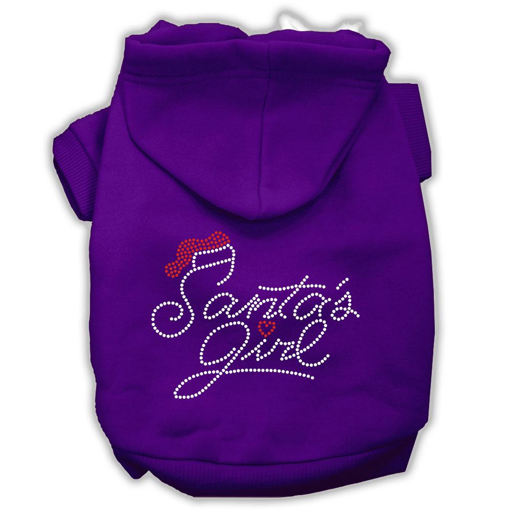 Santa's Girl Rhinestone Dog Hoodie Purple Xs (8)